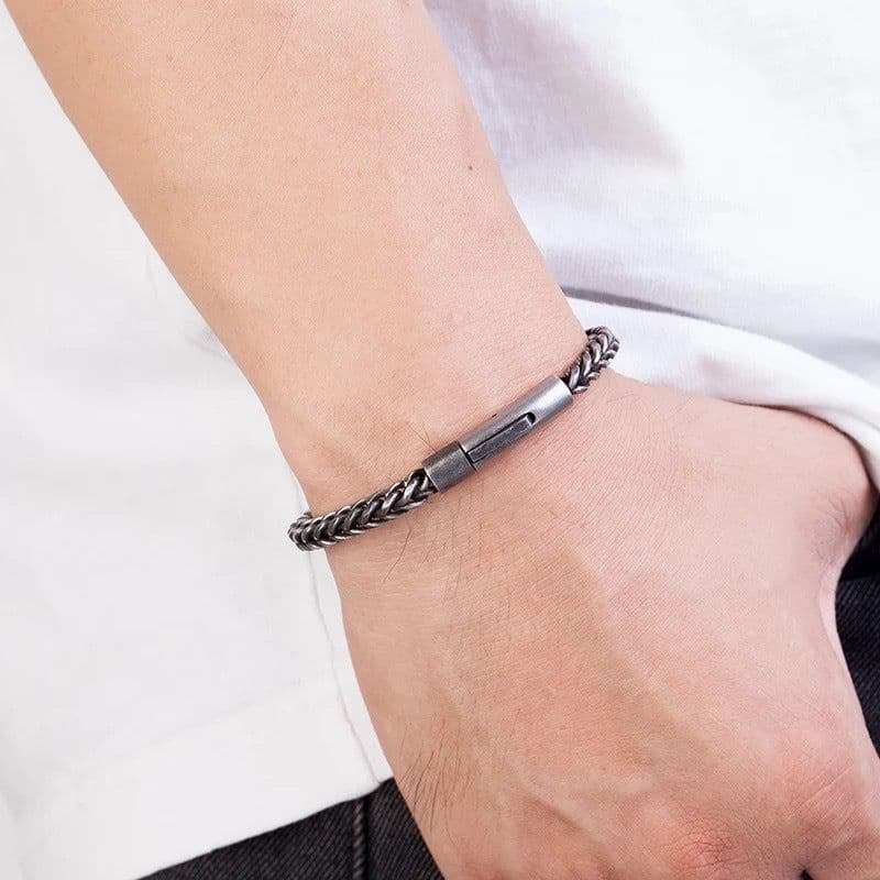 image-Men's Titanium Steel Hip-Hop Bracelet Stainless Steel Jewelry