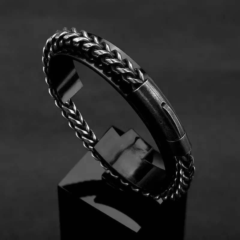 image-Men's Titanium Steel Hip-Hop Bracelet Stainless Steel Jewelry