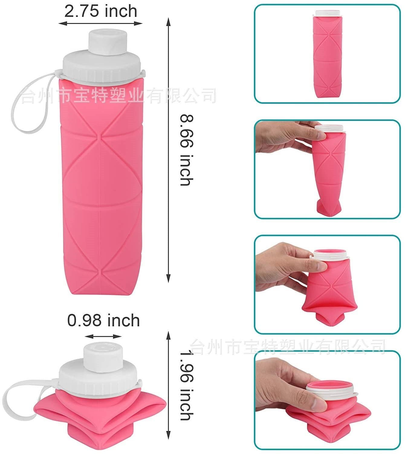 image-Portable Silicone Folding Water Cup 501-600ml Sports Collapsible