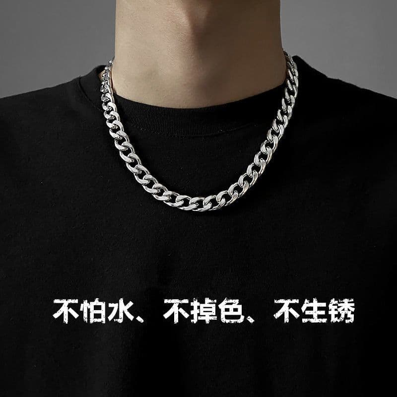 image-Titanium Steel Cuban Chain Necklace Unisex Hip-Hop NK Chain