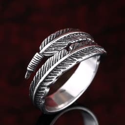 image-Iron Warrior Titanium Steel Feather Ring Unisex Adjustable Open