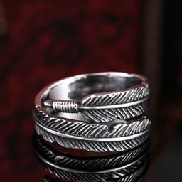 image-Iron Warrior Titanium Steel Feather Ring Unisex Adjustable Open