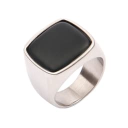 image-Men's Titanium Steel Geometric Ring with Turquoise Stone