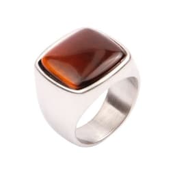 image-Men's Titanium Steel Geometric Ring with Turquoise Stone