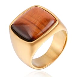 image-Men's Titanium Steel Geometric Ring with Turquoise Stone