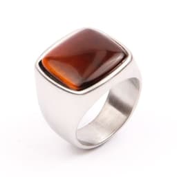 image-Men's Titanium Steel Geometric Ring with Turquoise Stone