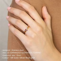 image-eManco Stainless Steel Rhinestone Ring Women's Geometric