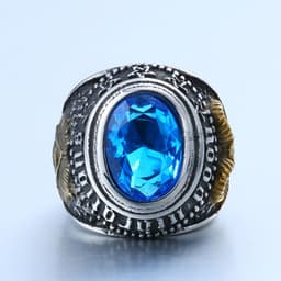 image-Steel Warrior Men's Titanium Steel Ring Retro Zircon Inlaid