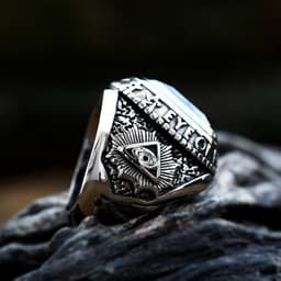 image-Steel Warrior Men's Titanium Steel Ring Retro Zircon Inlaid