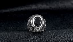 image-Steel Warrior Men's Titanium Steel Ring Retro Zircon Inlaid