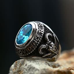 image-Steel Warrior Men's Titanium Steel Ring Retro Zircon Inlaid