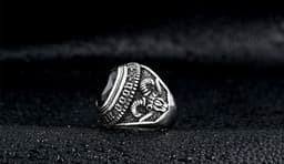 image-Steel Warrior Men's Titanium Steel Ring Retro Zircon Inlaid