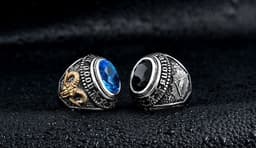 image-Steel Warrior Men's Titanium Steel Ring Retro Zircon Inlaid
