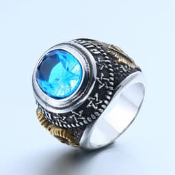 image-Steel Warrior Men's Titanium Steel Ring Retro Zircon Inlaid