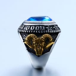 image-Steel Warrior Men's Titanium Steel Ring Retro Zircon Inlaid