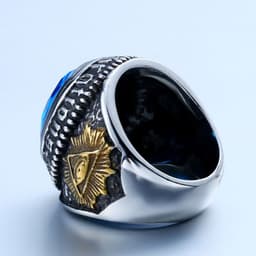 image-Steel Warrior Men's Titanium Steel Ring Retro Zircon Inlaid