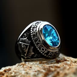 image-Steel Warrior Men's Titanium Steel Ring Retro Zircon Inlaid