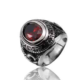 image-Steel Warrior Men's Titanium Steel Ring Retro Zircon Inlaid