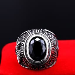 image-Steel Warrior Men's Titanium Steel Ring Retro Zircon Inlaid
