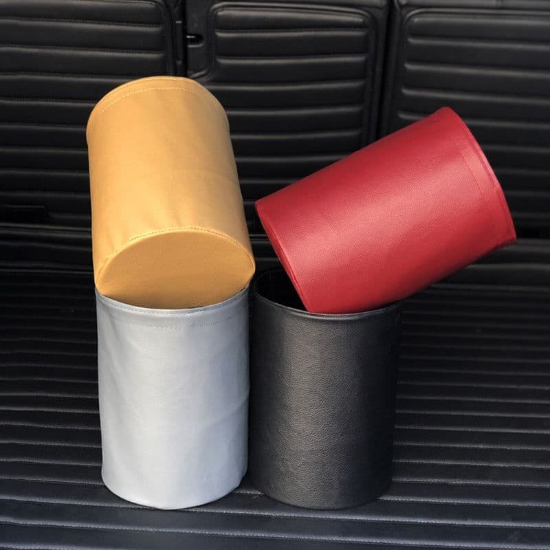 image-Kiss the Rain Car Trash Can Leather Waterproof Foldable Storage Bag