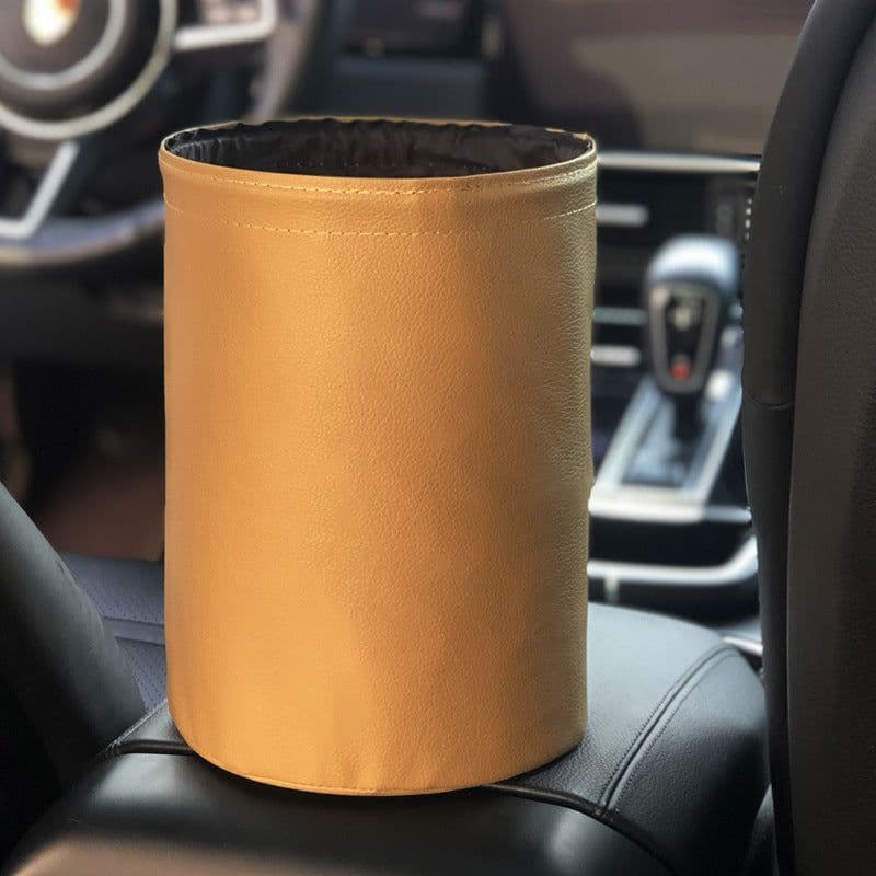 image-Kiss the Rain Car Trash Can Leather Waterproof Foldable Storage Bag