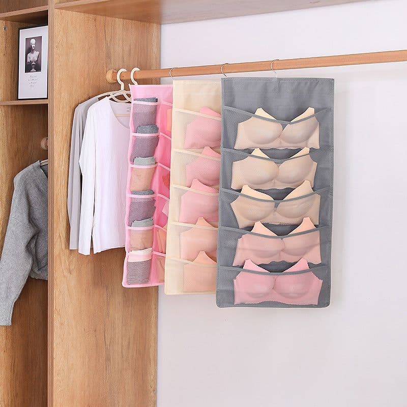 image-Hanging Wardrobe Organizer for Underwear Bra Socks Storage Bag