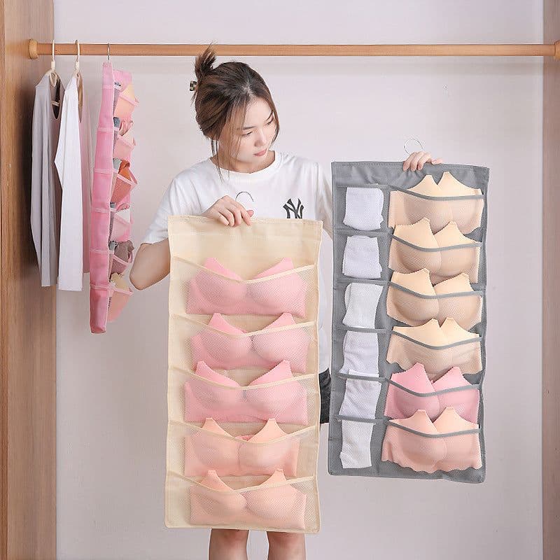 image-Hanging Wardrobe Organizer for Underwear Bra Socks Storage Bag