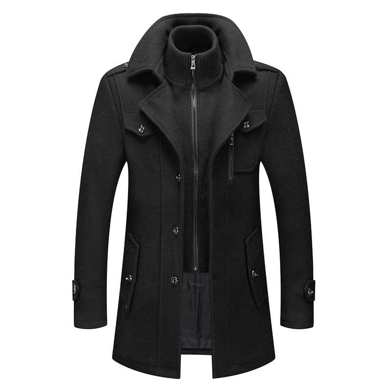 image-Men's Business Woolen Coat Double-Neck Winter Fashion Overcoat