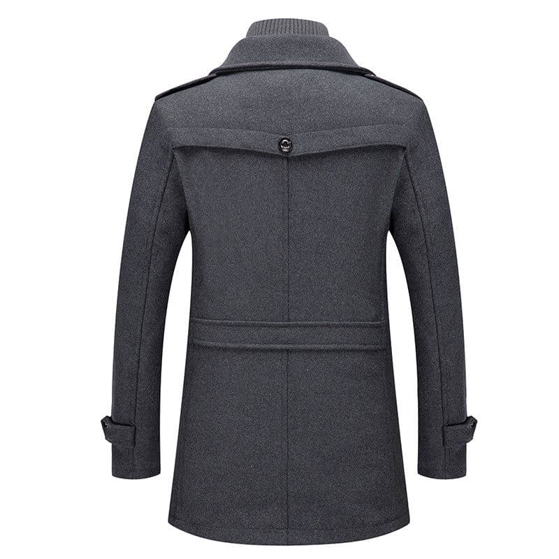 image-Men's Business Woolen Coat Double-Neck Winter Fashion Overcoat