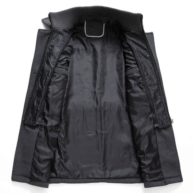 image-Men's Business Woolen Coat Double-Neck Winter Fashion Overcoat
