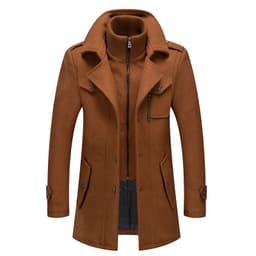 image-Men's Business Woolen Coat Double-Neck Winter Fashion Overcoat