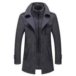 image-Men's Business Woolen Coat Double-Neck Winter Fashion Overcoat
