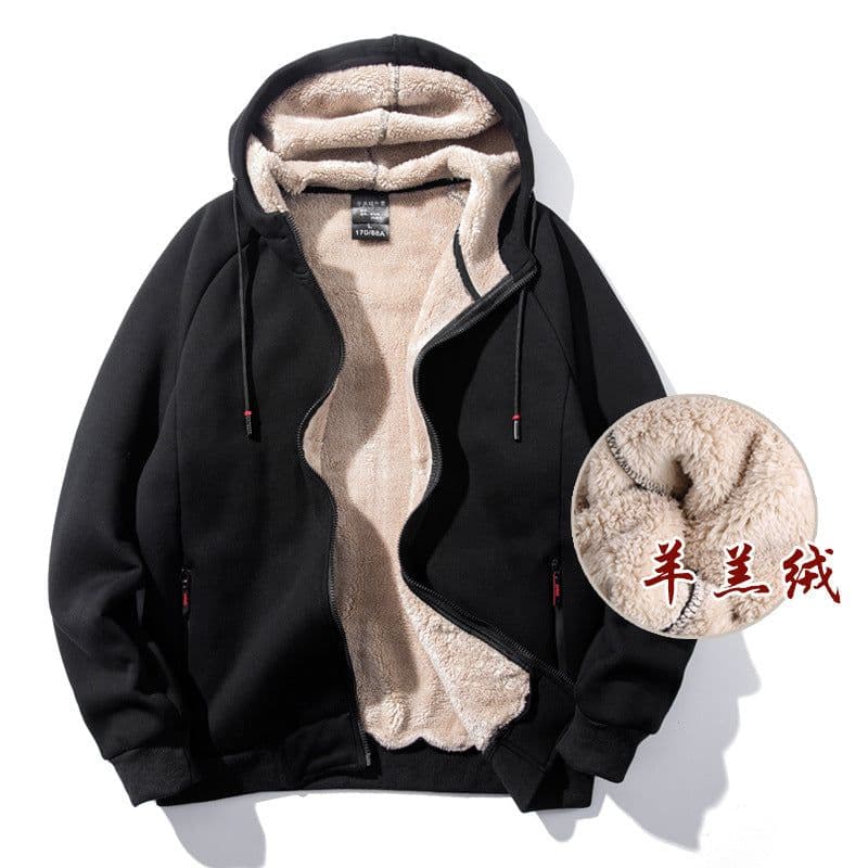 image-Men's Hooded Fleece Cardigan Jacket