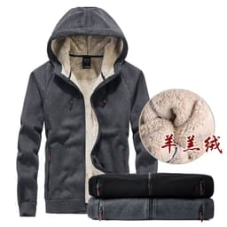 image-Men's Hooded Fleece Cardigan Jacket