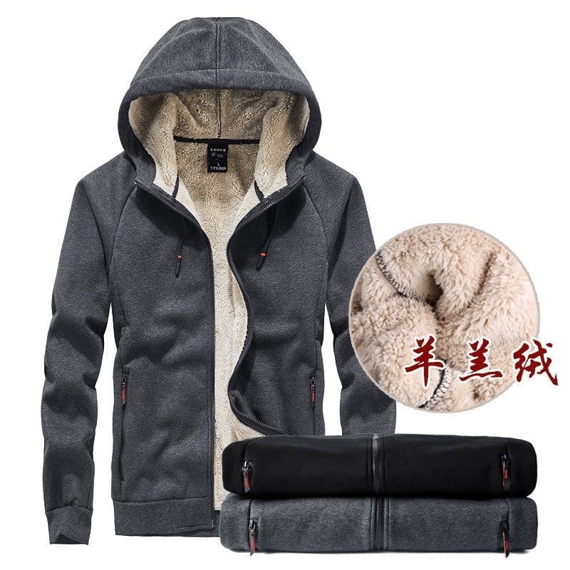 image-Men's Hooded Fleece Cardigan Jacket