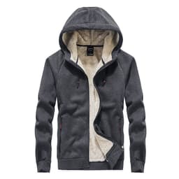 image-Men's Hooded Fleece Cardigan Jacket