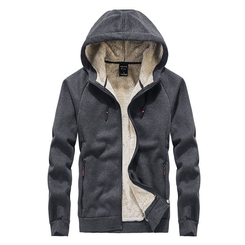 image-Men's Hooded Fleece Cardigan Jacket