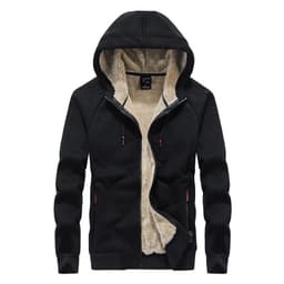image-Men's Hooded Fleece Cardigan Jacket