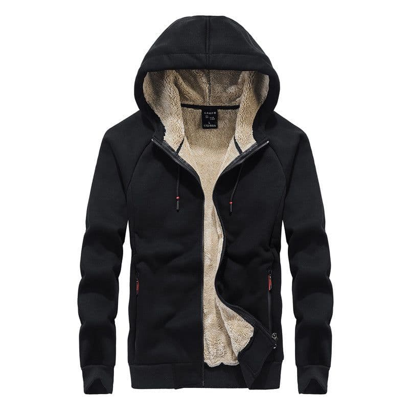 image-Men's Hooded Fleece Cardigan Jacket