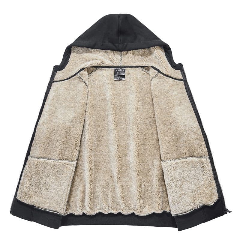 image-Men's Hooded Fleece Cardigan Jacket