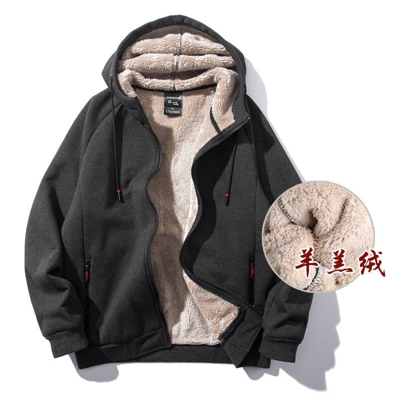 image-Men's Hooded Fleece Cardigan Jacket