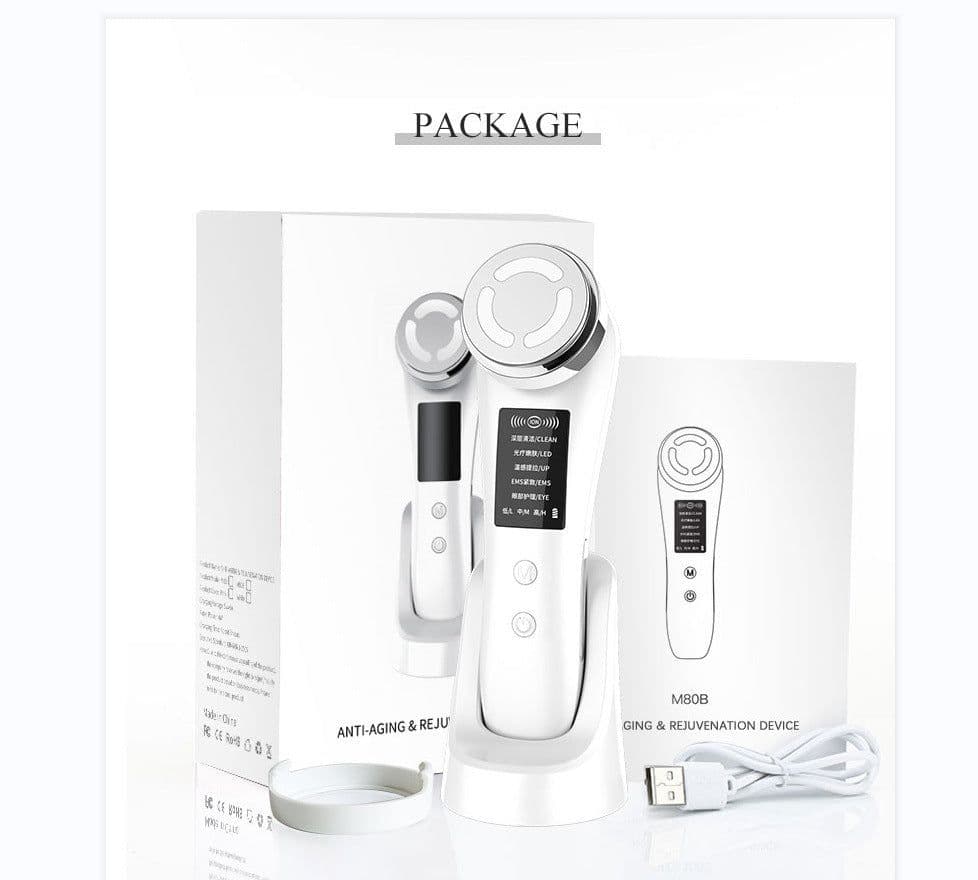 image-EMS Ion Facial Beauty Device with LED Light Therapy 5 Modes