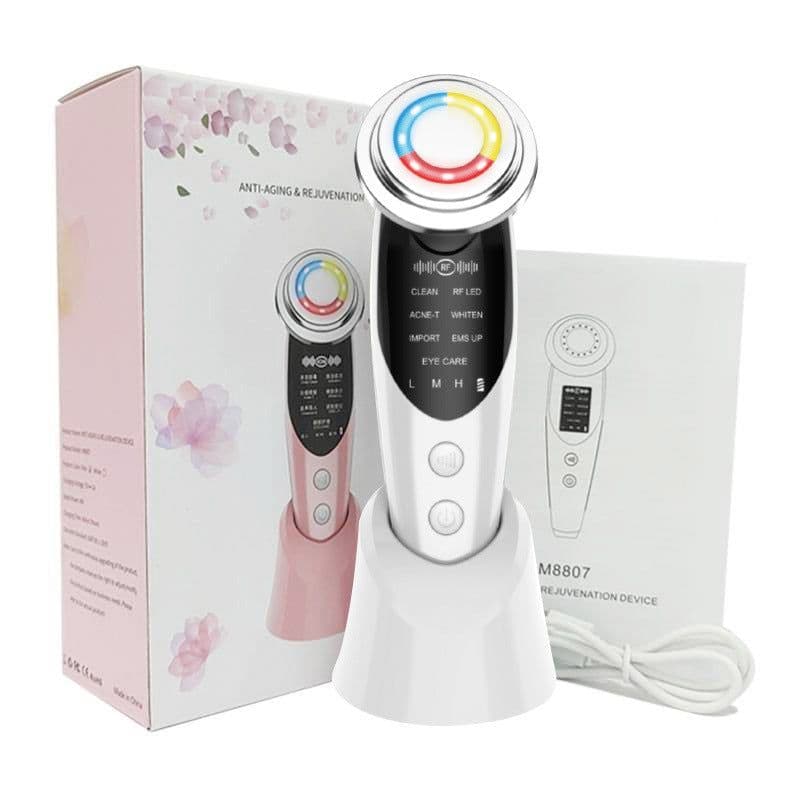 image-EMS Ion Facial Beauty Device with LED Light Therapy 5 Modes
