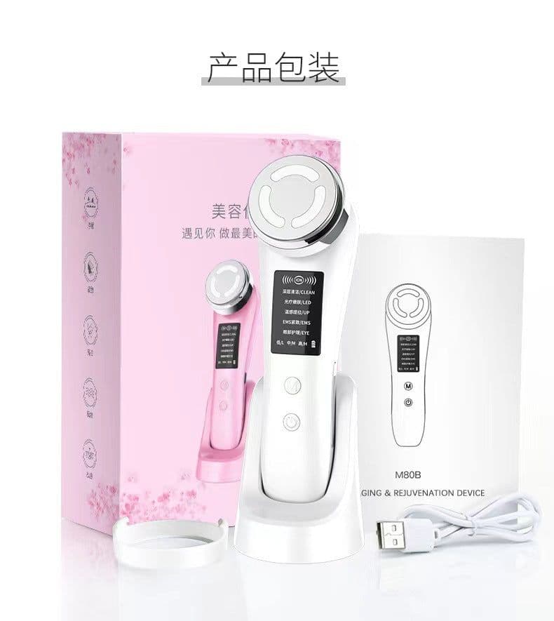 image-EMS Ion Facial Beauty Device with LED Light Therapy 5 Modes