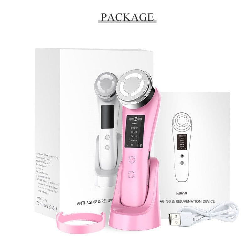 image-EMS Ion Facial Beauty Device with LED Light Therapy 5 Modes