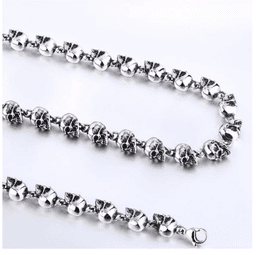 image-beier retro skull necklace men's titanium steel 65cm