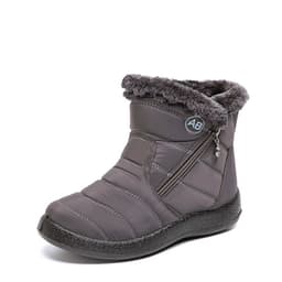 image-SALU Women's Winter Ankle Boots Flat Heel Side Zip Cotton Lined