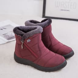 image-SALU Women's Winter Ankle Boots Flat Heel Side Zip Cotton Lined