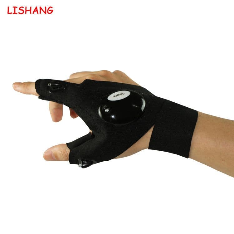 image-LED Fishing Gloves with Light - Half-Finger Rechargeable Glow