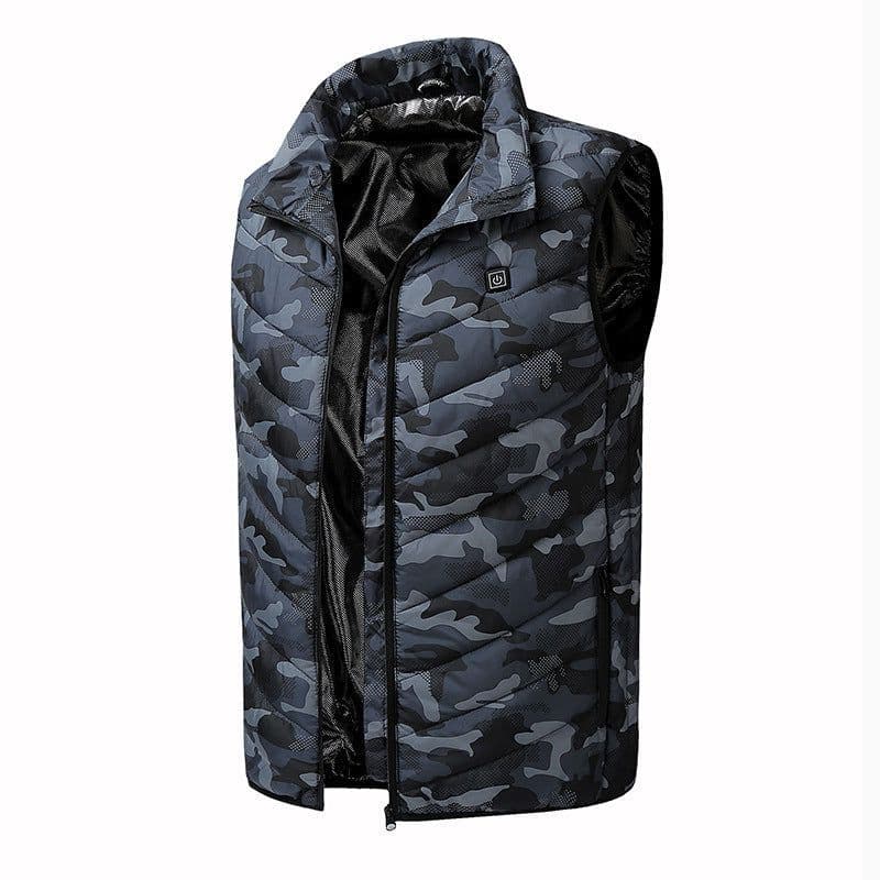 image-Heated Vest Men Women Electric Warming Jacket Stand Collar Zip